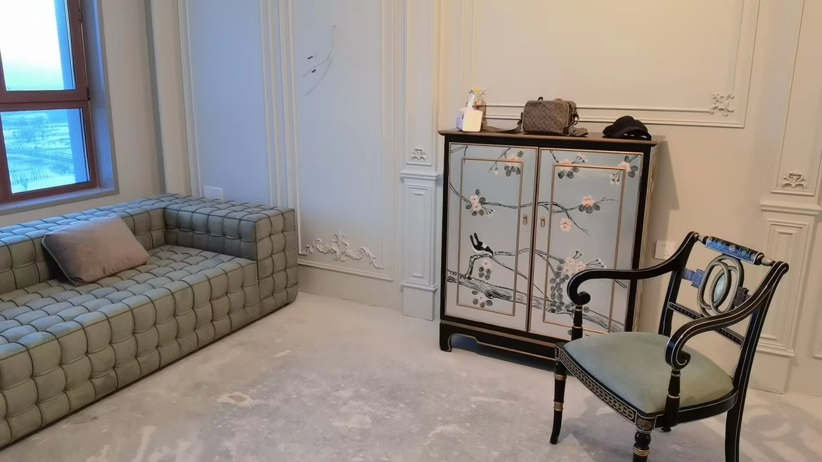 客户实景——法式轻奢空间墨绿沙发